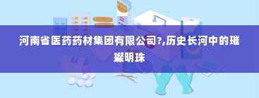 河南省医药药材集团有限公司?,历史长河中的璀璨明珠